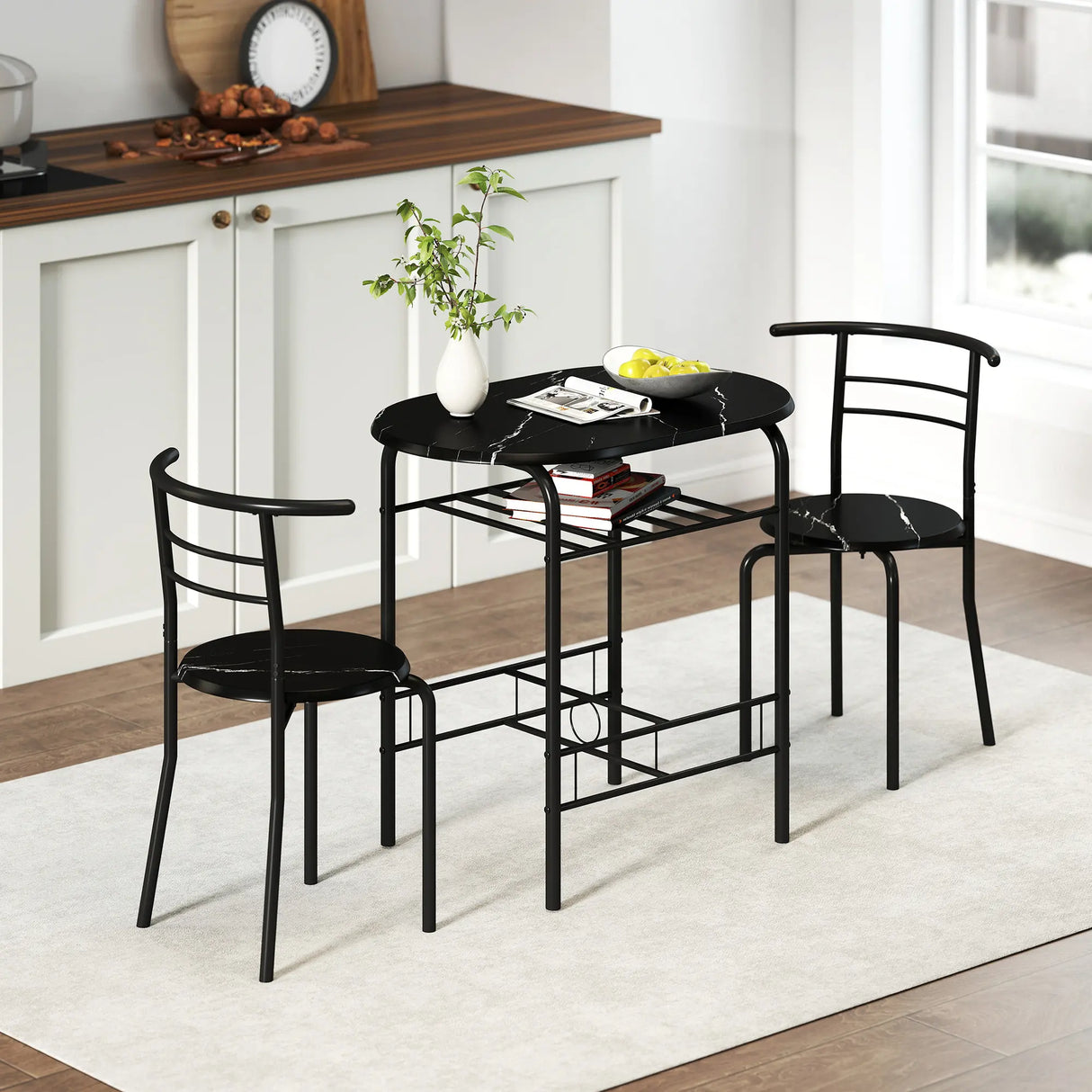 HOMCOM Three-Piece Compact Dining Set - Black
