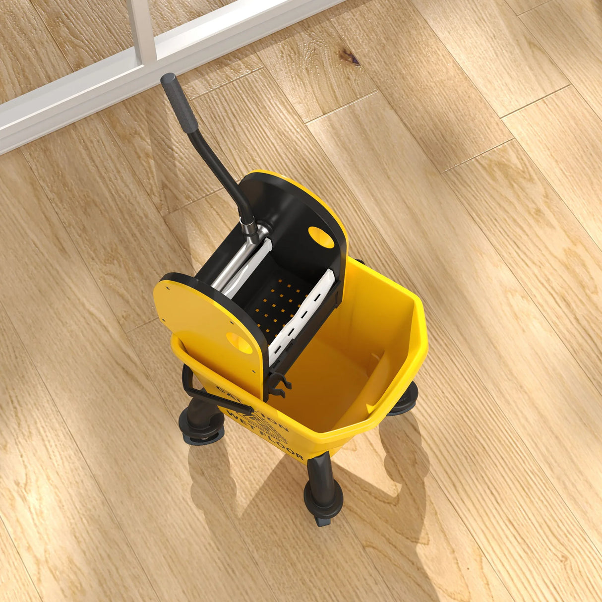 HOMCOM 26 Litre Mop Bucket, with Wringer and Mop - Yellow