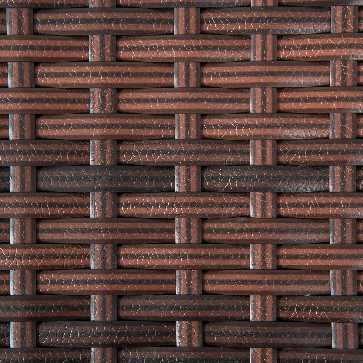 Outsunny Outdoor Rattan Side Table Coffee Table with Plastic Board, Full Woven Table Top for Patio, Garden, Balcony, Mixed Brown