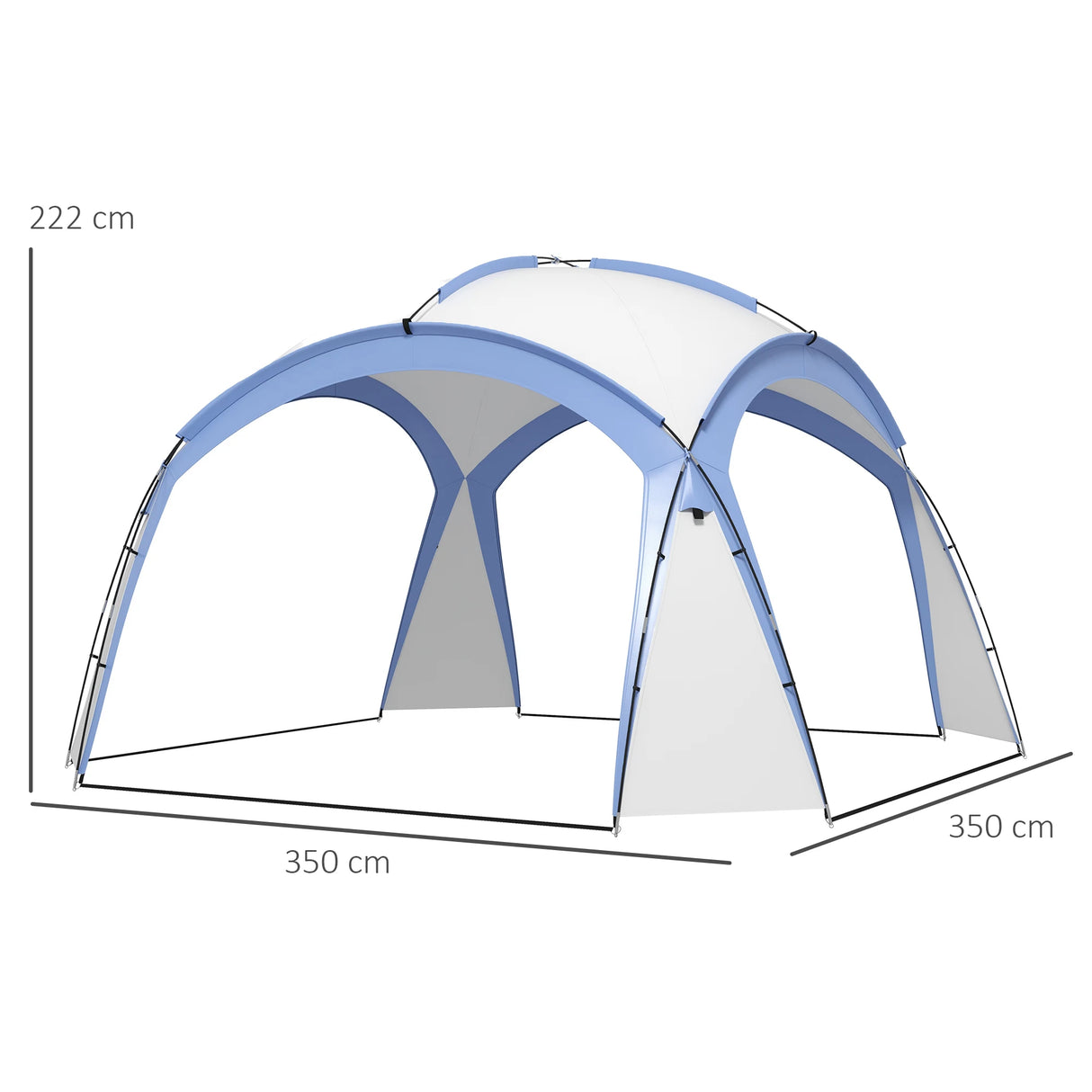 Outsunny 3.5 x 3.5M Camping Gazebo, Outdoor Event Shelter Dome Tent Garden Sun Shelter Patio Spire Arc Pavilion Camp Sun Shade Tent for 6-8 Person, Light Blue