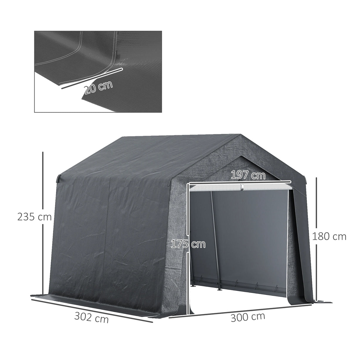 Outsunny 3.6 x 2.1m Portable Outdoor Shed, with Window - Dark Grey