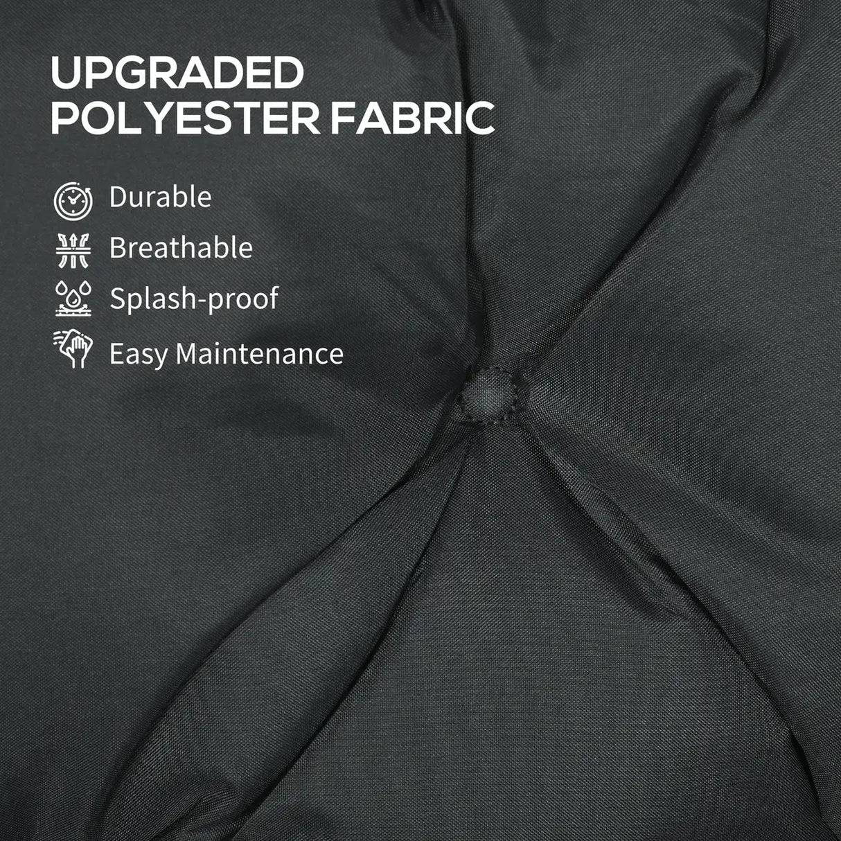 Outsunny 3 Seater Bench Pad, Garden Chair Cushion with Back and Ties for Indoor and Outdoor Use, 98 x 150 cm, Black