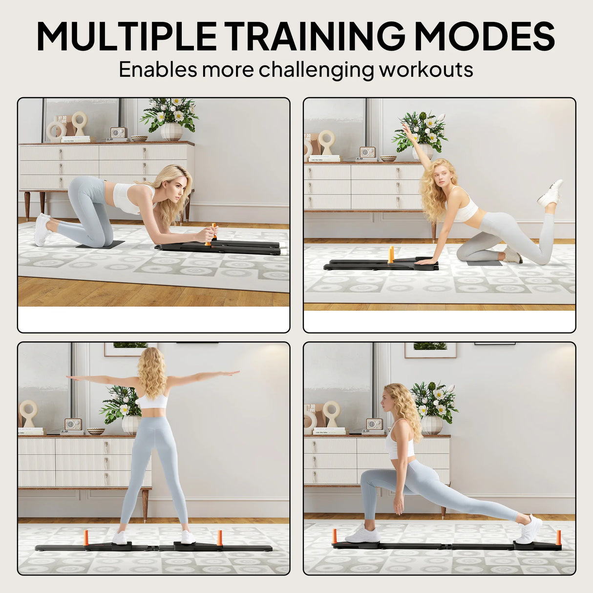 SPORTNOW Push Up Board Set of 2, Portable Press Up Board with Dual Glide Rails, Knee Pad, Pushup Stand Pilates Reformer Machine for Home Gym, Multifunctional Workout Equipment for Men & Women