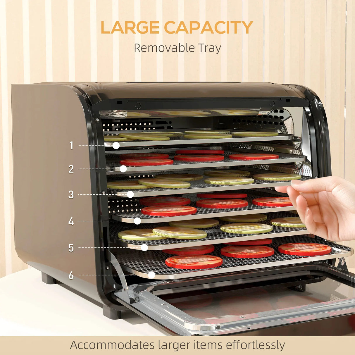 HOMCOM 35-70C Six-Tray Food Dehydrator - Black
