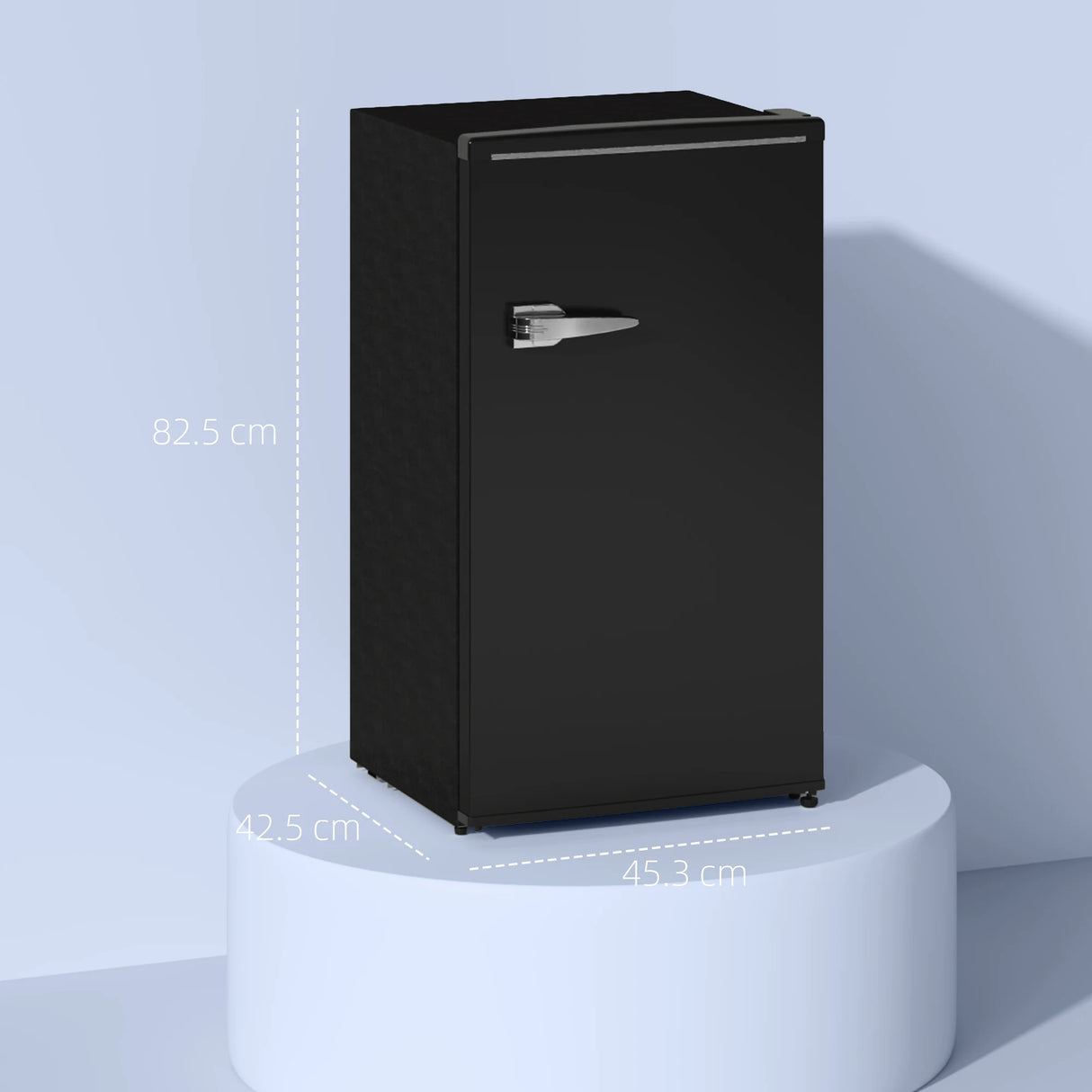 HOMCOM Under Counter Fridge, 85L Small Retro Refrigerator with Chiller Box, Adjustable Thermostat, Glass Shelves, Black