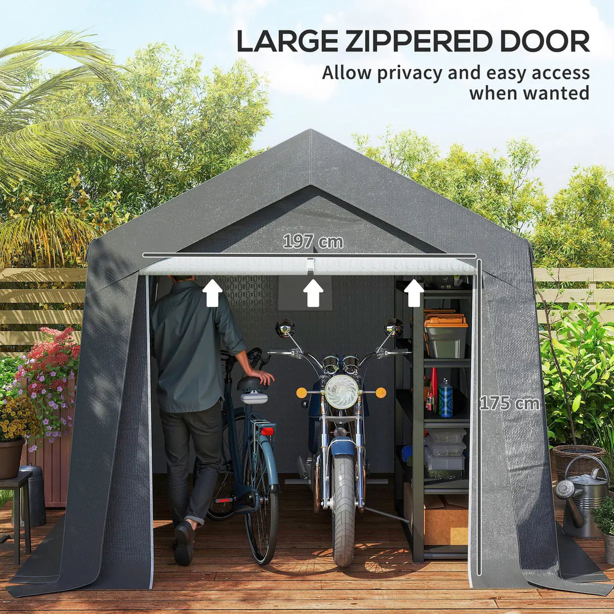 Outsunny 3.6 x 2.1m Portable Outdoor Shed, with Window - Dark Grey
