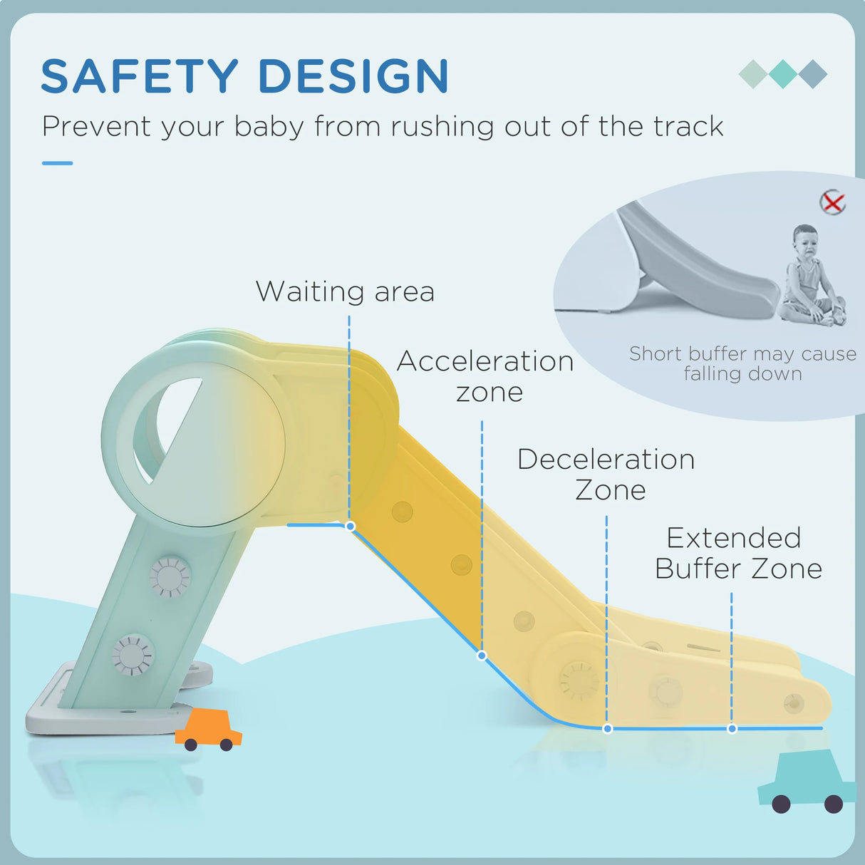 AIYAPLAY Foldable Kids Slide, Freestanding Baby Slide, for Ages 1.5-3 Years, Grey & Green