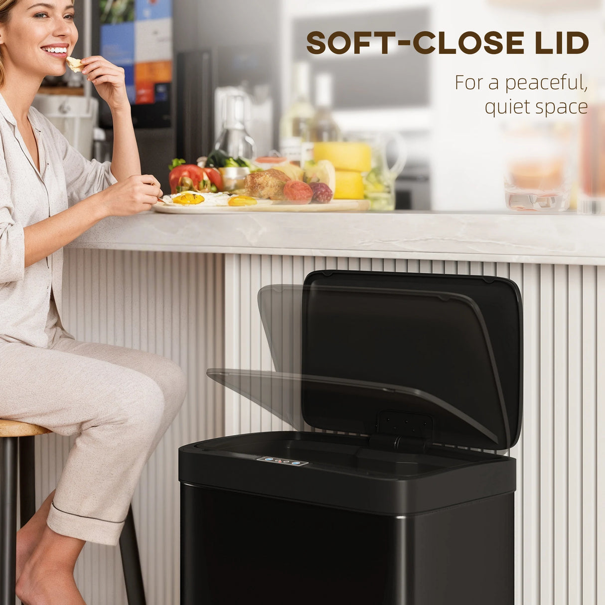 HOMCOM 45L Kitchen Sensor Bin - Black