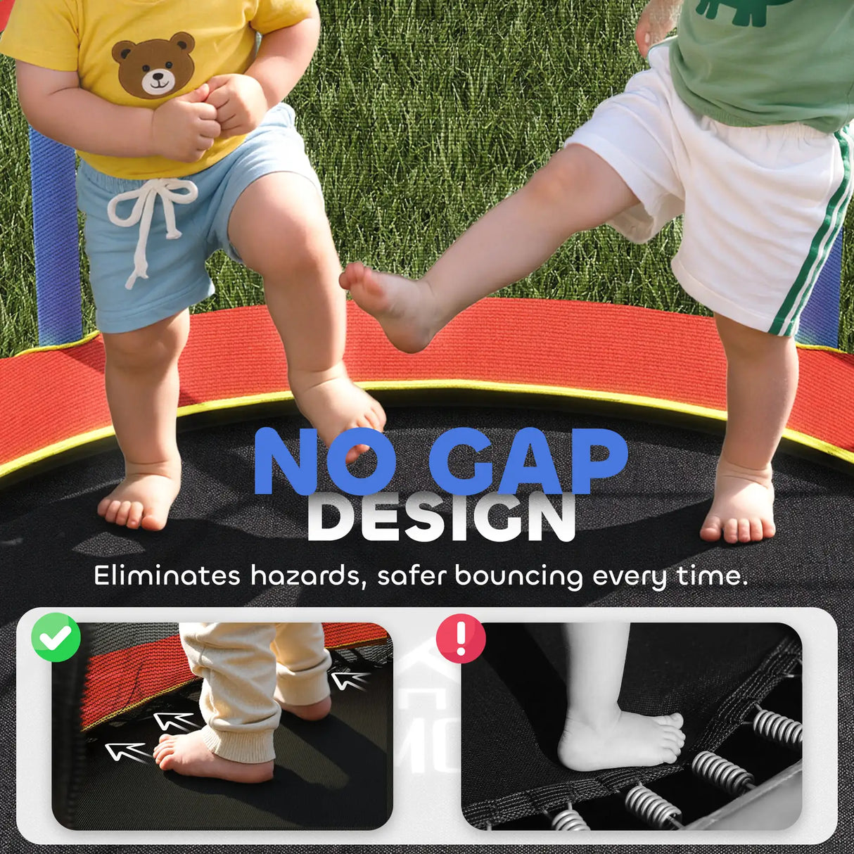 HOMCOM Kids Trampoline, with Safety Net, for Ages 3-10 Years