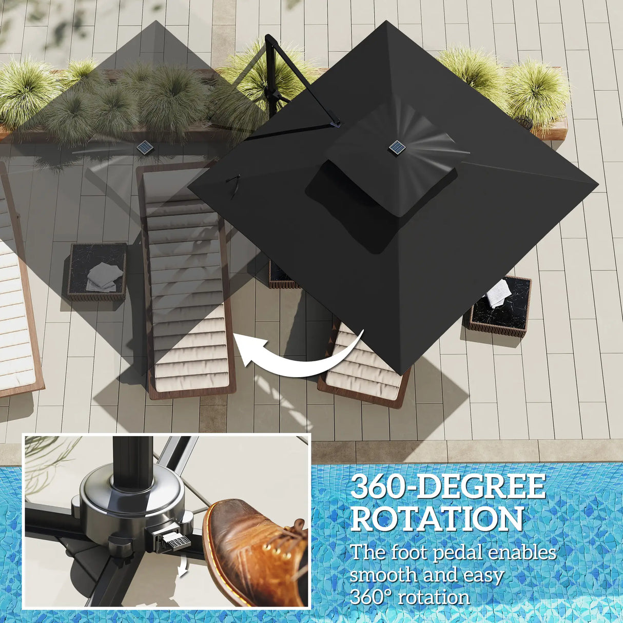 Outsunny Multi-Angle LED Light Parasol Umbrella - Black