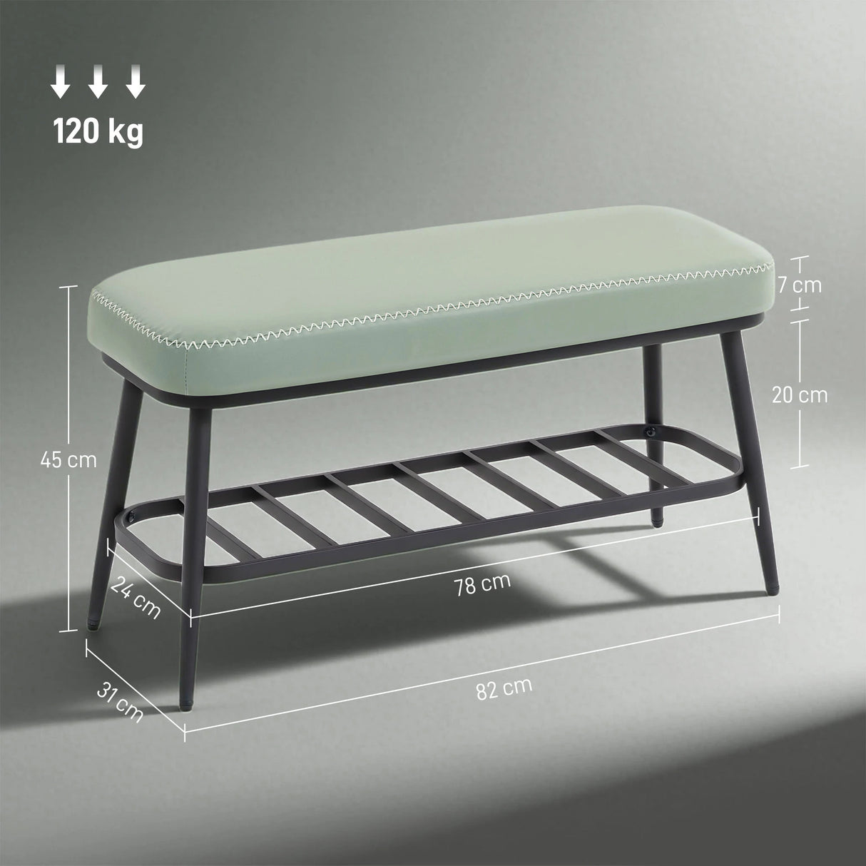 HOMCOM PU Leather Shoe Storage Bench - Green