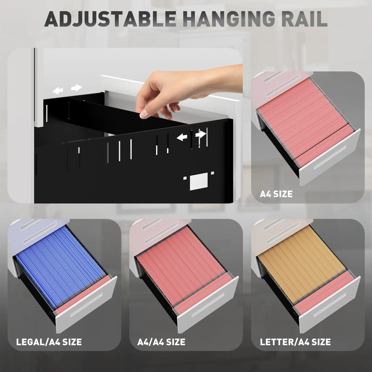 Vinsetto Three-Drawer Steel Filing Cabinet - White