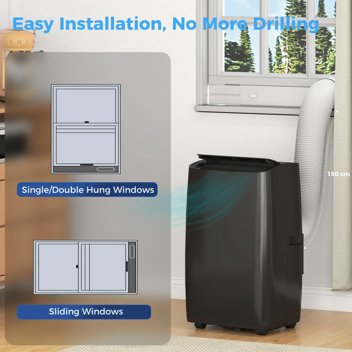 HOMCOM Portable Air Conditioner 12000 BTU, 4-in-1 Air Conditioning Unit, Dehumidifier, Cooling, Fan, Sleep Mode with 2 Speeds