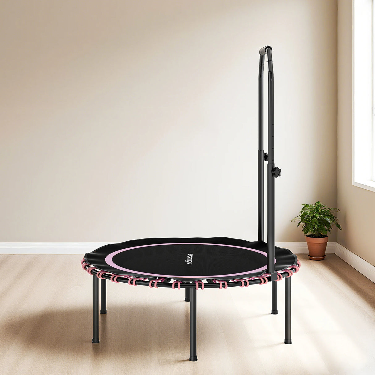 SPORTNOW 40" Foldable Fitness Trampoline Rebounder with Handle, Pink