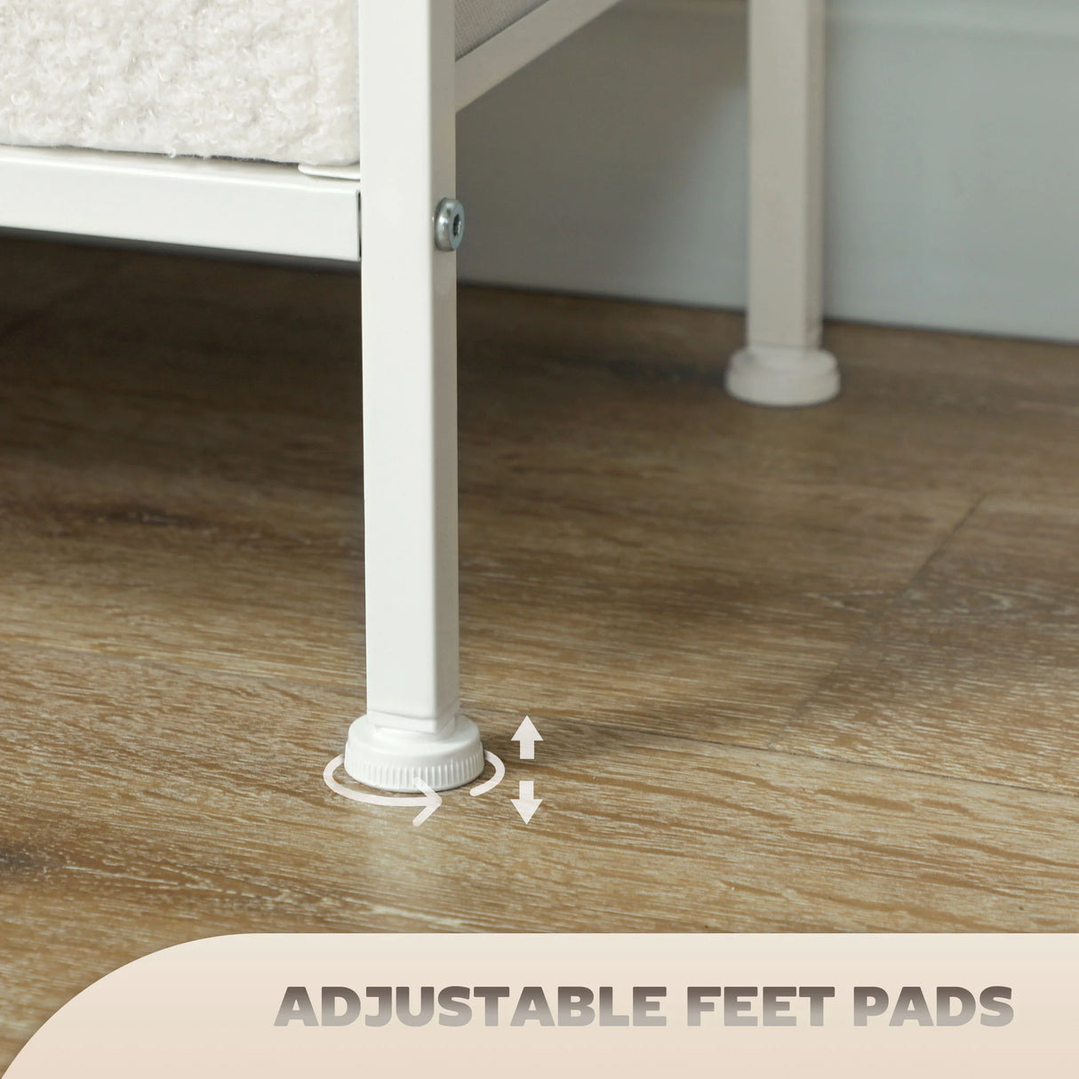 HOMCOM Boucle Chest of Drawers, 8 Fabric Drawers Storage Organiser with Charging Station, 2 USB and 2 AC Ports, Steel Frame, Fabric Dresser for Living Room, Bedroom, Hallway, Cream White