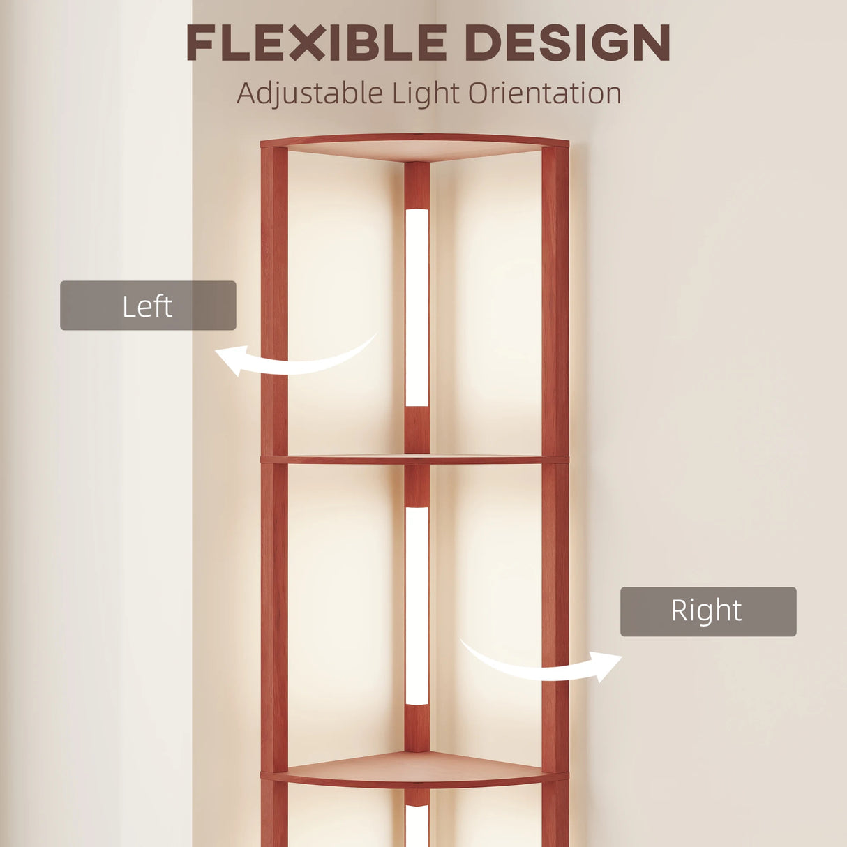 HOMCOM Corner Floor Lamp for Living Room Bedroom with Dimmable Warm White LED Light, Modern Tall Standing Lamp, Brown