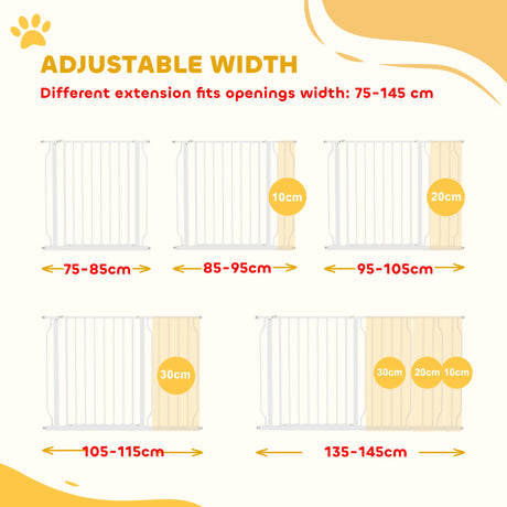 PawHut Extra Wide Dog Safety Gate, with Door Pressure, for Doorways, Hallways, Staircases - White