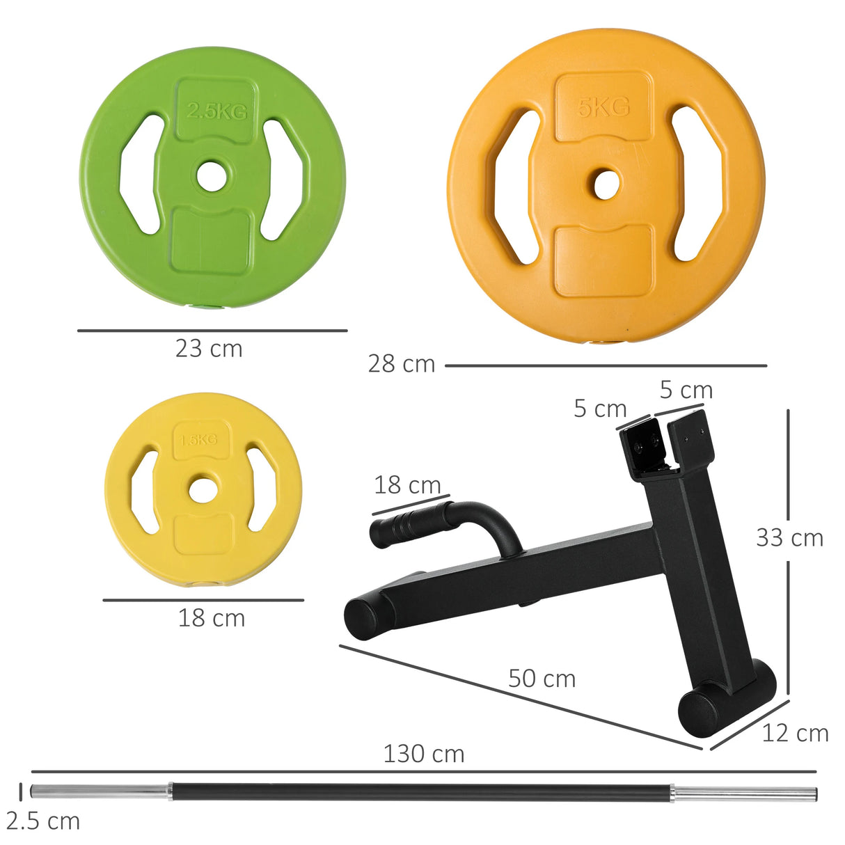 HOMCOM 20kg Adjustable Barbell Weights Set with Barbell Jack, Adjustable Weights Set with Non-slip Handle and Fixing Clip, for Home Gym Strength Training