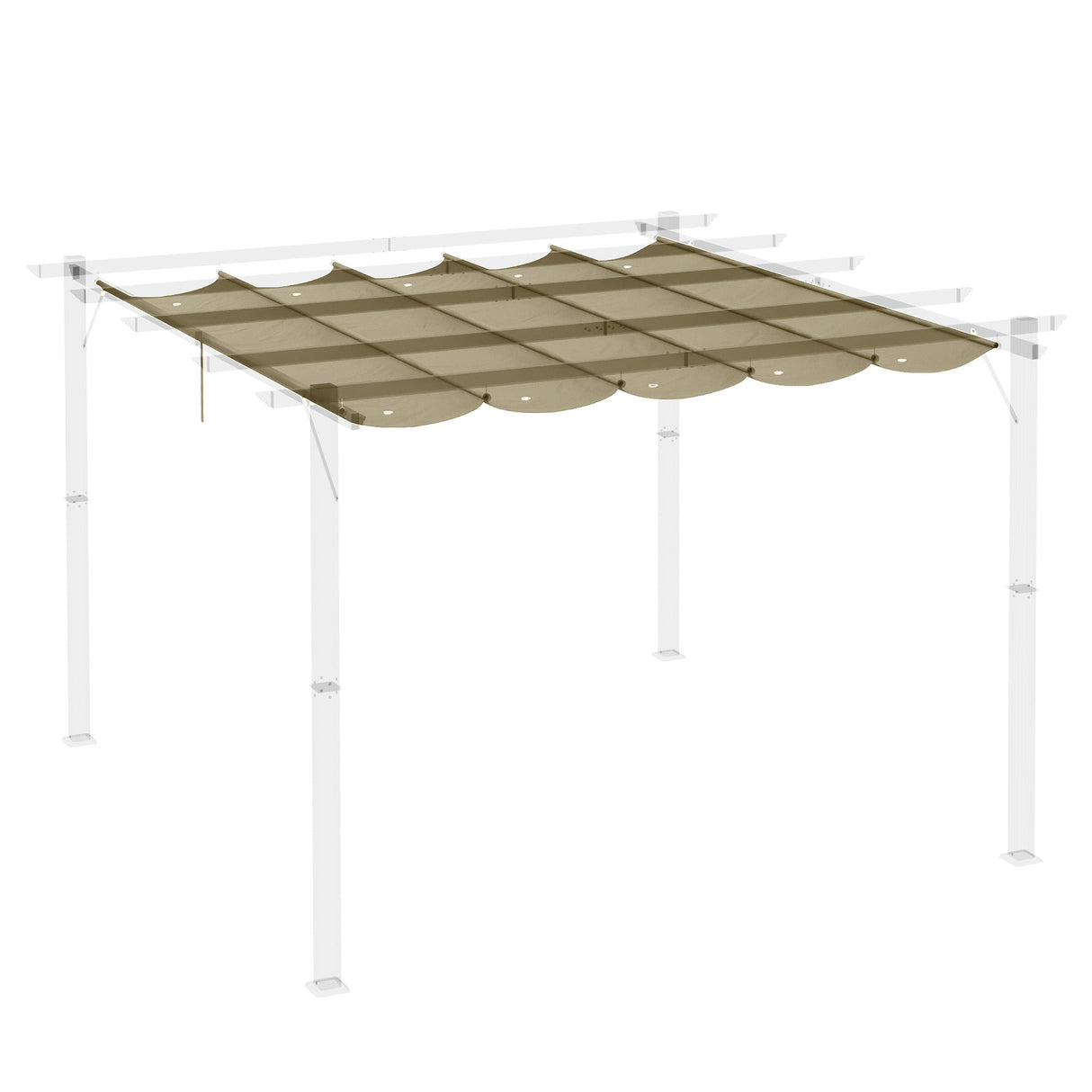 Outsunny Retractable Pergola Cover, 2.55 x 2.5 m Replacement Canopy Fabric for 3 x 3 m Frame, Roof Top Only, Tan