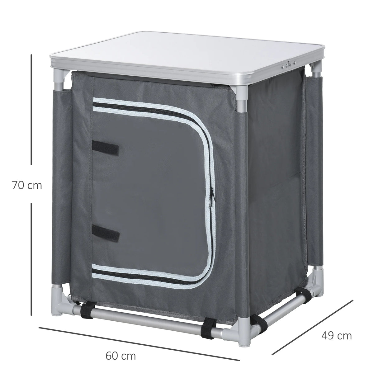 Outsunny 2-Shelf Camping Cupboard Camping Kitchen Station Cook Table Aluminum, Storage Organiser for BBQ Party Picnics Backyards with Carrying Bag