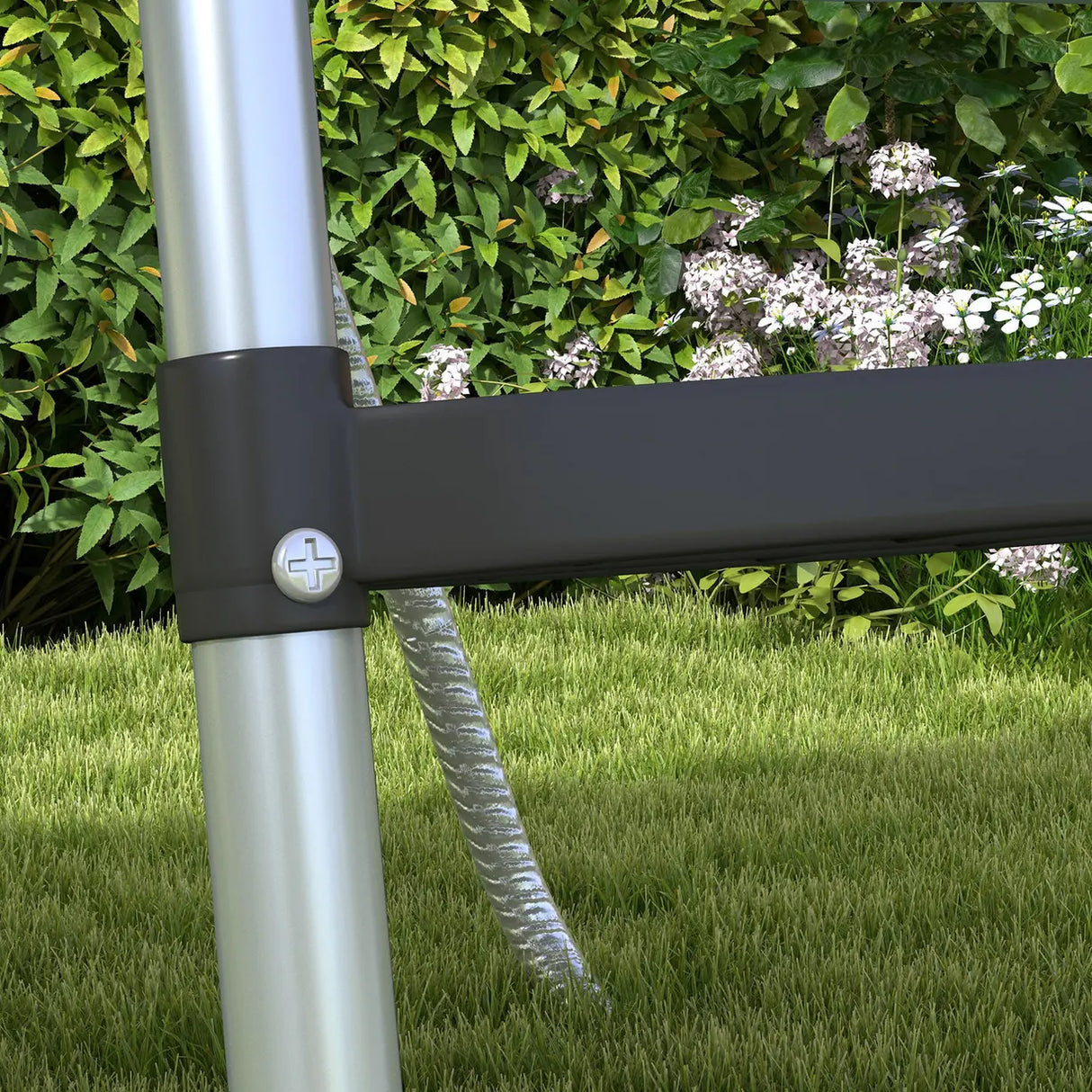 SPORTNOW Galvanised Steel Trampoline Ladder, 2 Steps/3 Steps Outdoor Trampoline Accessories for 6ft, 8ft, 10ft, 12ft, 13ft, 14ft, 16ft Trampoline, 97L x 32Wcm, Silver Tone