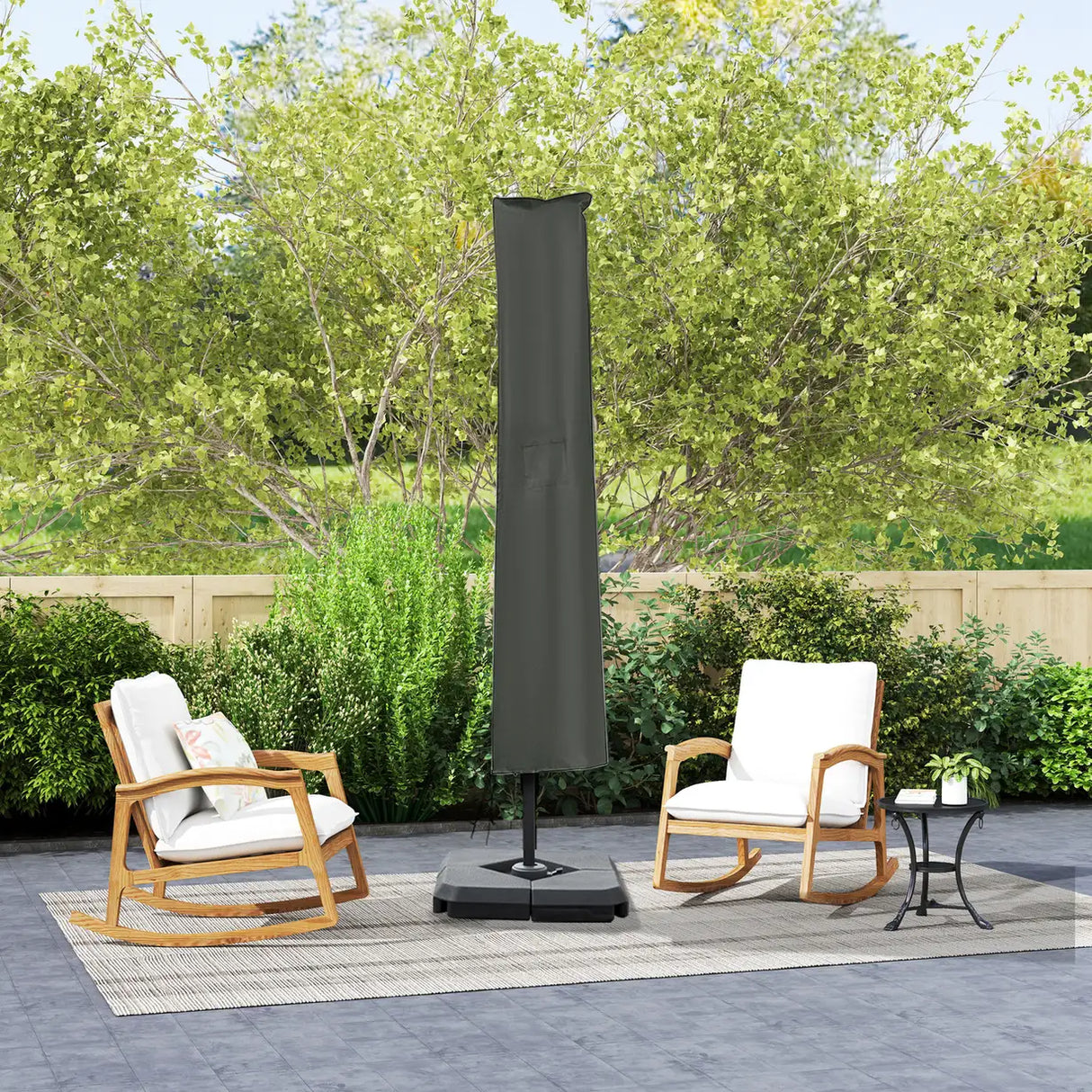 Outsunny 2.7 x 2.7 m Cantilever Parasol with Aluminium Frame, Crank and Tilt, 360-Degree Rotation, Double Top Garden Umbrella with Base and Cover, Khaki