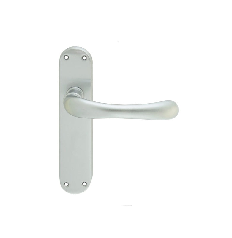 IBRA LEVER ON BACKPLATE - LATCH - SATIN CHROME - 185MM X 40MM - PAIR