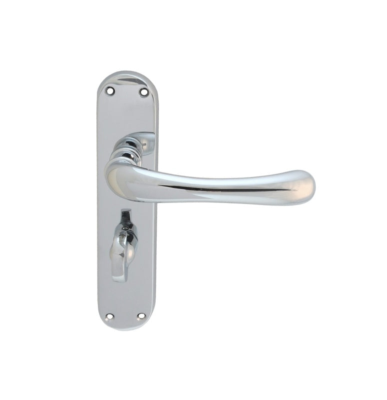 IBRA LEVER ON BACKPLATE - BATHROOM 57MM C/C CRO (POLISHED CHROME) - POLISHED CHROME - 185MM X 40MM - PAIR