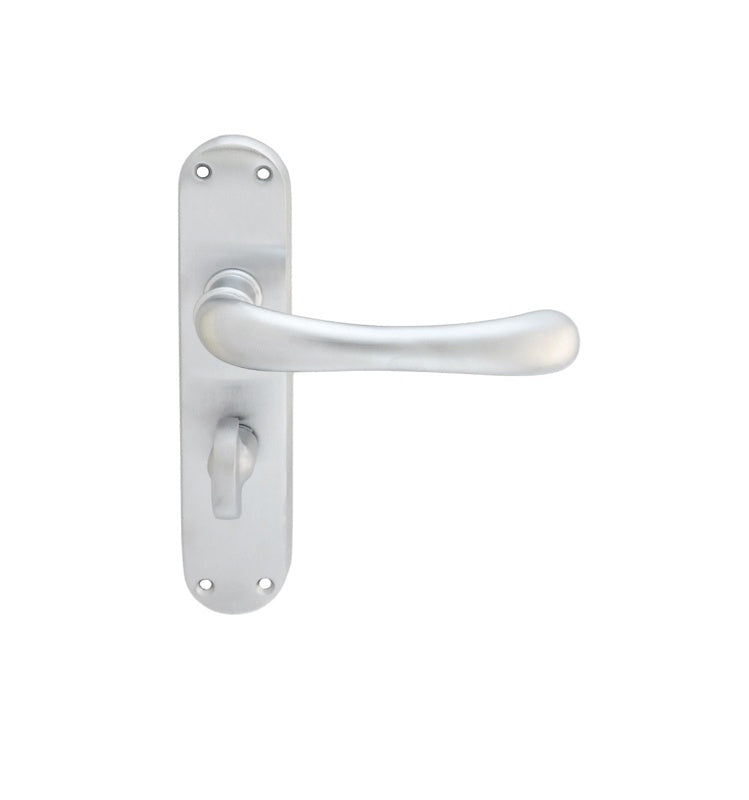 IBRA LEVER ON BACKPLATE - BATHROOM 57MM C/C - SATIN CHROME - 185MM X 40MM - PAIR