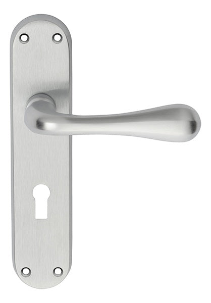 ASTRO LEVER ON BACKPLATE - LOCK 57MM C/C CSA (SATIN CHROME) - SATIN CHROME - 185MM X 41MM - PAIR