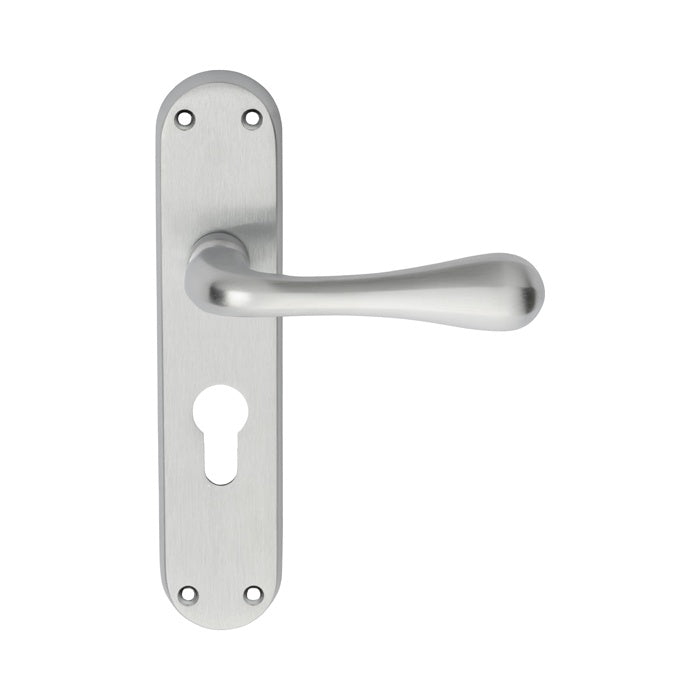 ASTRO LEVER ON BACKPLATE - LOCK EURO PROFILE 47.5MM C/C CSA (SATIN CHROME) - SATIN CHROME - 185MM X 41MM - PAIR