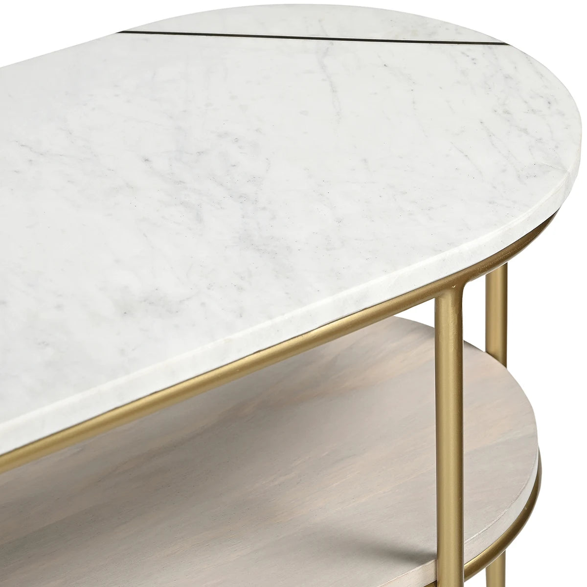 MARBLE AND WOOD CONSOLE TABLE (ELI003W)