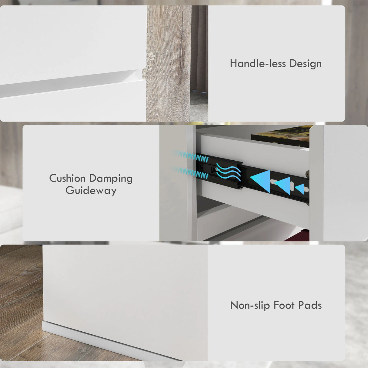 HOMCOM 5-Drawer Modern Dresser, High Gloss Storage Drawer Unit for Bedroom, White