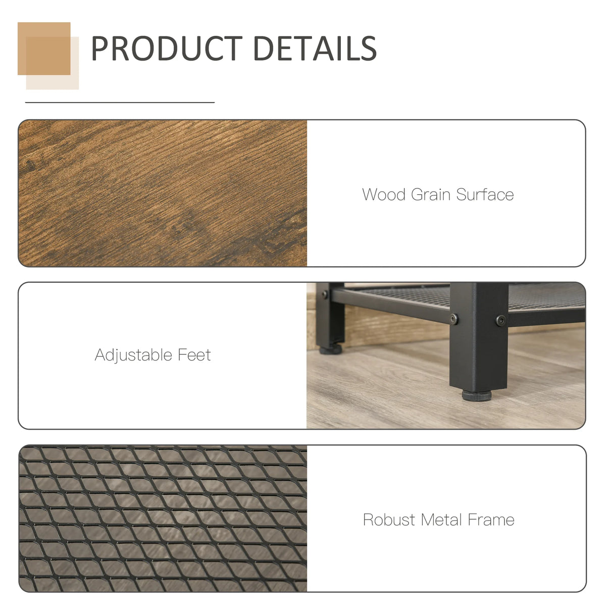 HOMCOM Industrial Console Table14Entryway Table w/Bottom Mesh Shelf Metal Frame Vintage Sofa Table for Hallway, Living Room, Rustic Brown