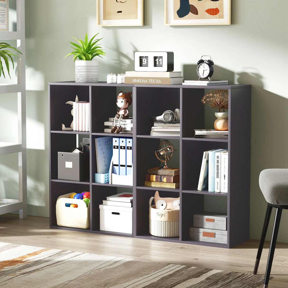 HOMCOM 6-Cube Bookshelf - Grey