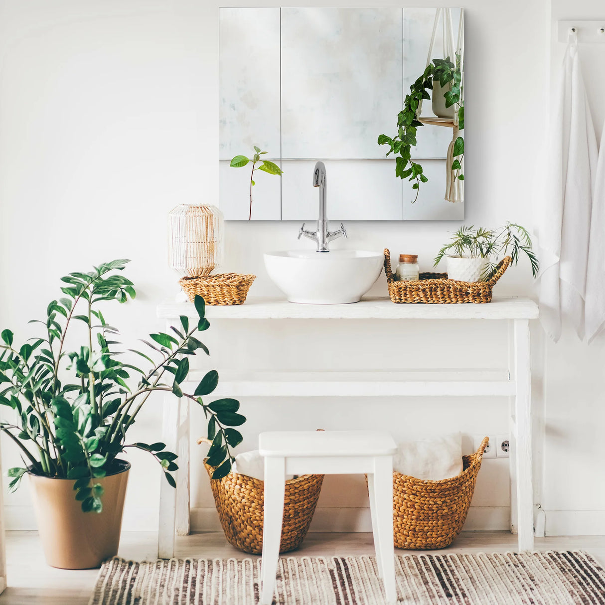 kleankin Wall Mounted Mirror Cabinet - White