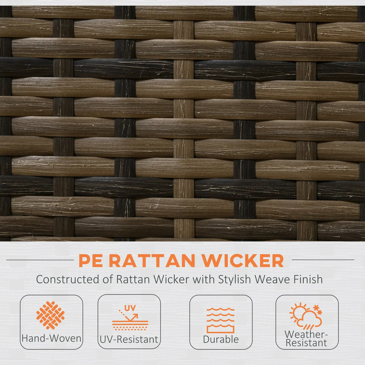 Outsunny 4 Piece Rattan Garden Furniture Set, Outdoor Corner Sofa Set with Storage Table, Loveseats, Cushions - Orange