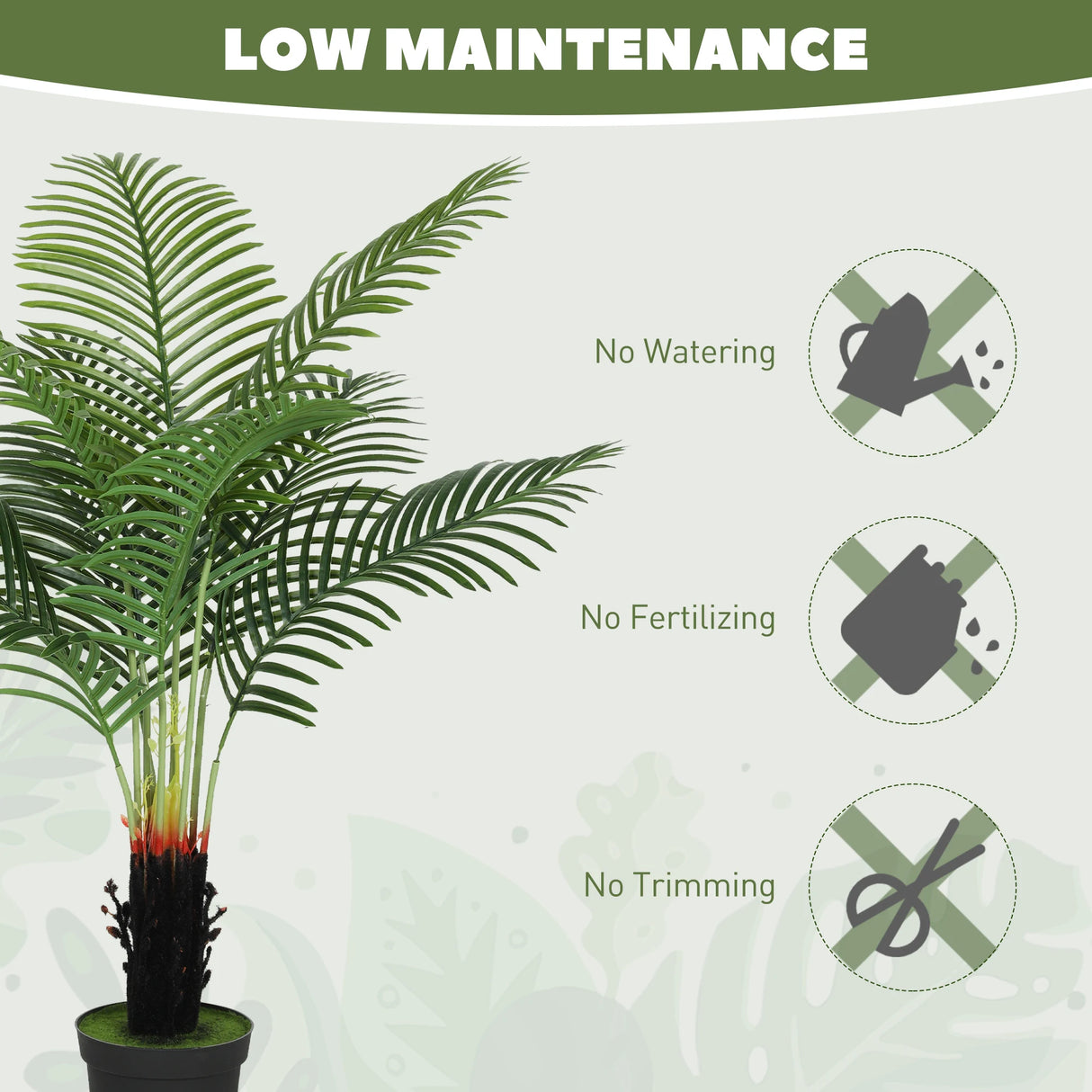 HOMCOM 120cm Artificial Areca Palm Tree with 9 PE Leaves, Decorative Artificial Plant with Plastic Pot and Flocked Soil, Fake Plant for Home Office Decor, Green