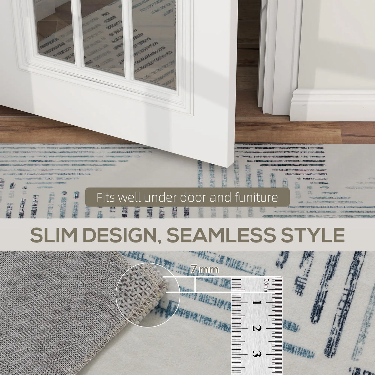 HOMCOM Modern Area Rug, Geometric Pattern Non-Slip Washable Rug, Soft Floor Carpet for Living Room, Bedroom, Dining Room, Home Office, 290 x 200 cm, Multi-Coloured