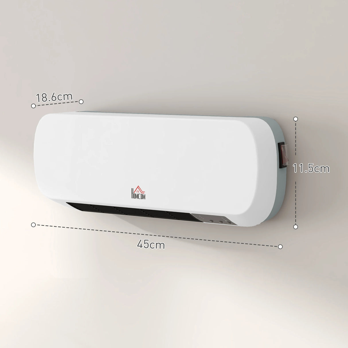 HOMCOM 2000W Wall Mounted Ceramic Space Heater, 10-49C Temperature, White