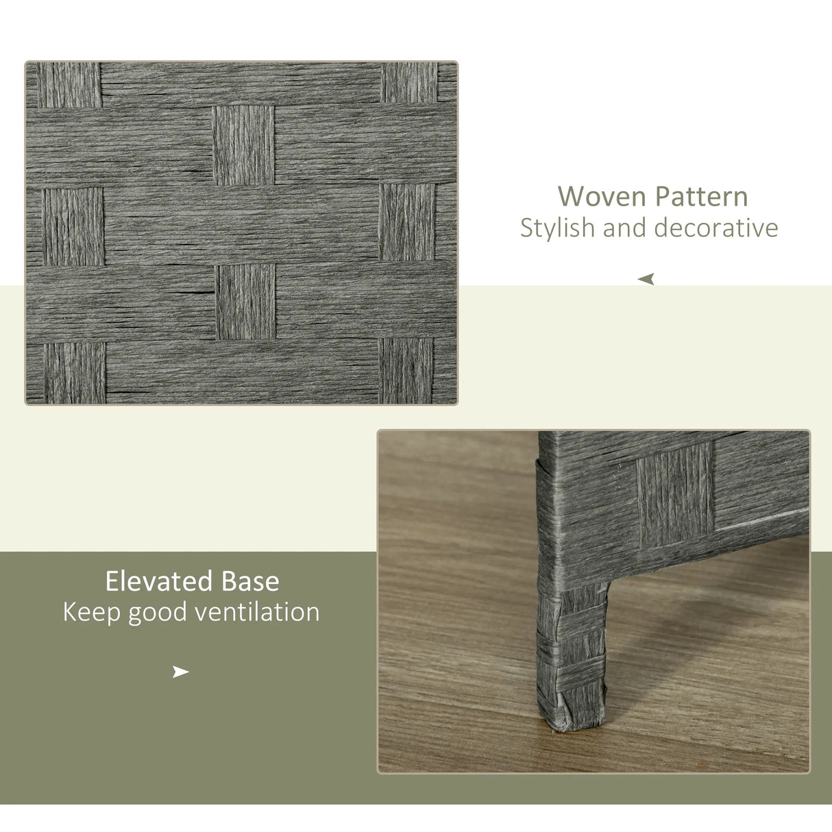 HOMCOM 4-Panel Room Dividers, Wave Fibre Freestanding Folding Privacy Screen Panels, Partition Wall Divider for Indoor Bedroom Office, 170 cm, Grey