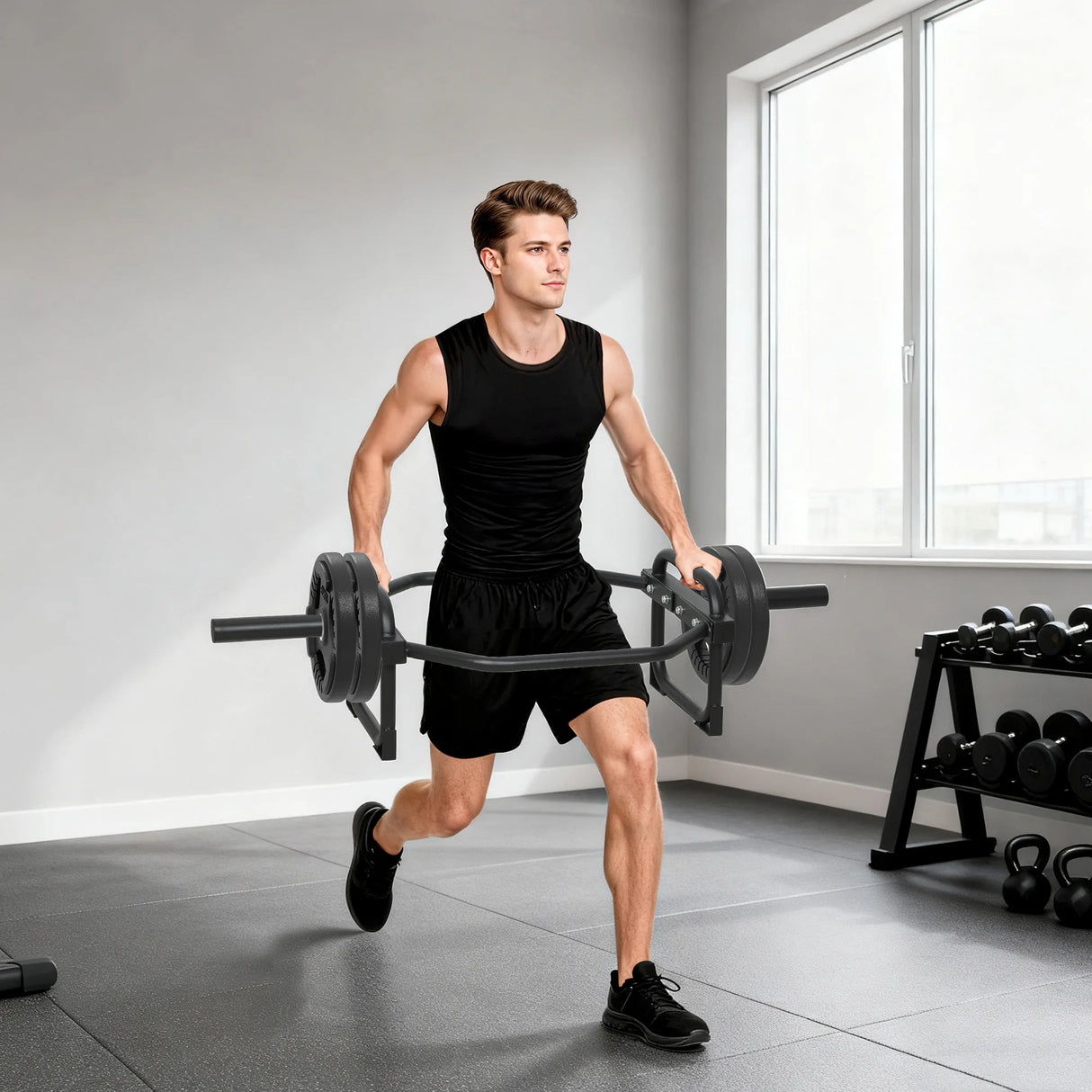 SPORTNOW Olympic Trap Bar, 2" Hex Barbell Bar with 300kg Capacity for Deadlifts, Shrugs, Squats and Farmer Walks