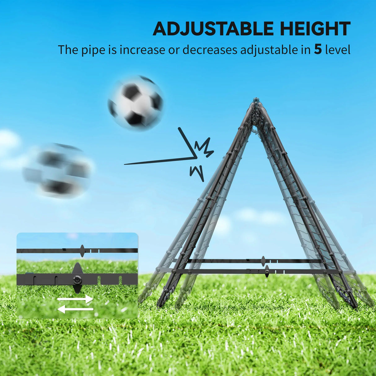 HOMCOM Double Sided Football Rebounder Net, Football Rebound Goal with Five Adjustable Angles, Black