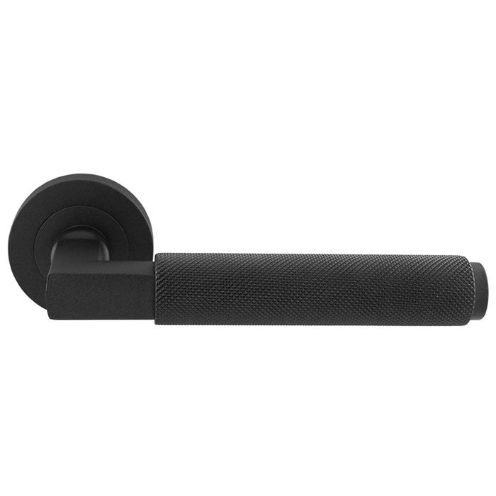 TERAZZO KNURLED LEVER ON CONCEALED FIX ROUND ROSE - MATT BLACK - PAIR