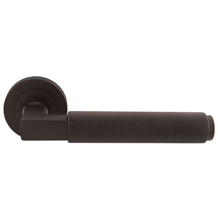 TERAZZO KNURLED LEVER ON CONCEALED FIX ROUND ROSE - MATT BRONZE - PAIR