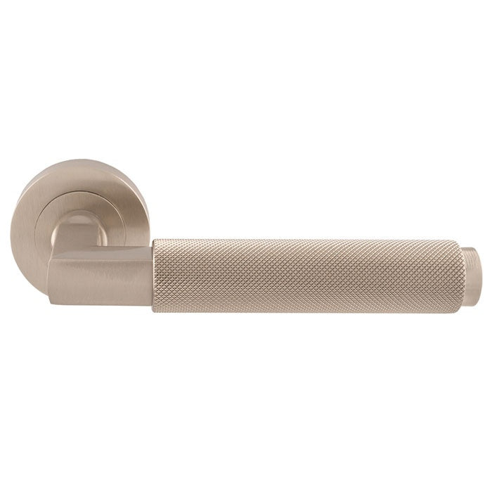 TERAZZO KNURLED LEVER ON CONCEALED FIX ROUND ROSE - SATIN NICKEL - PAIR