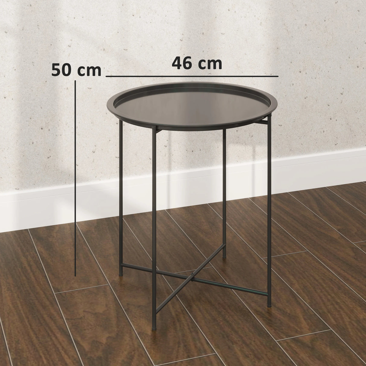 Outsunny Steel Removable Tray Top Garden Table - Black