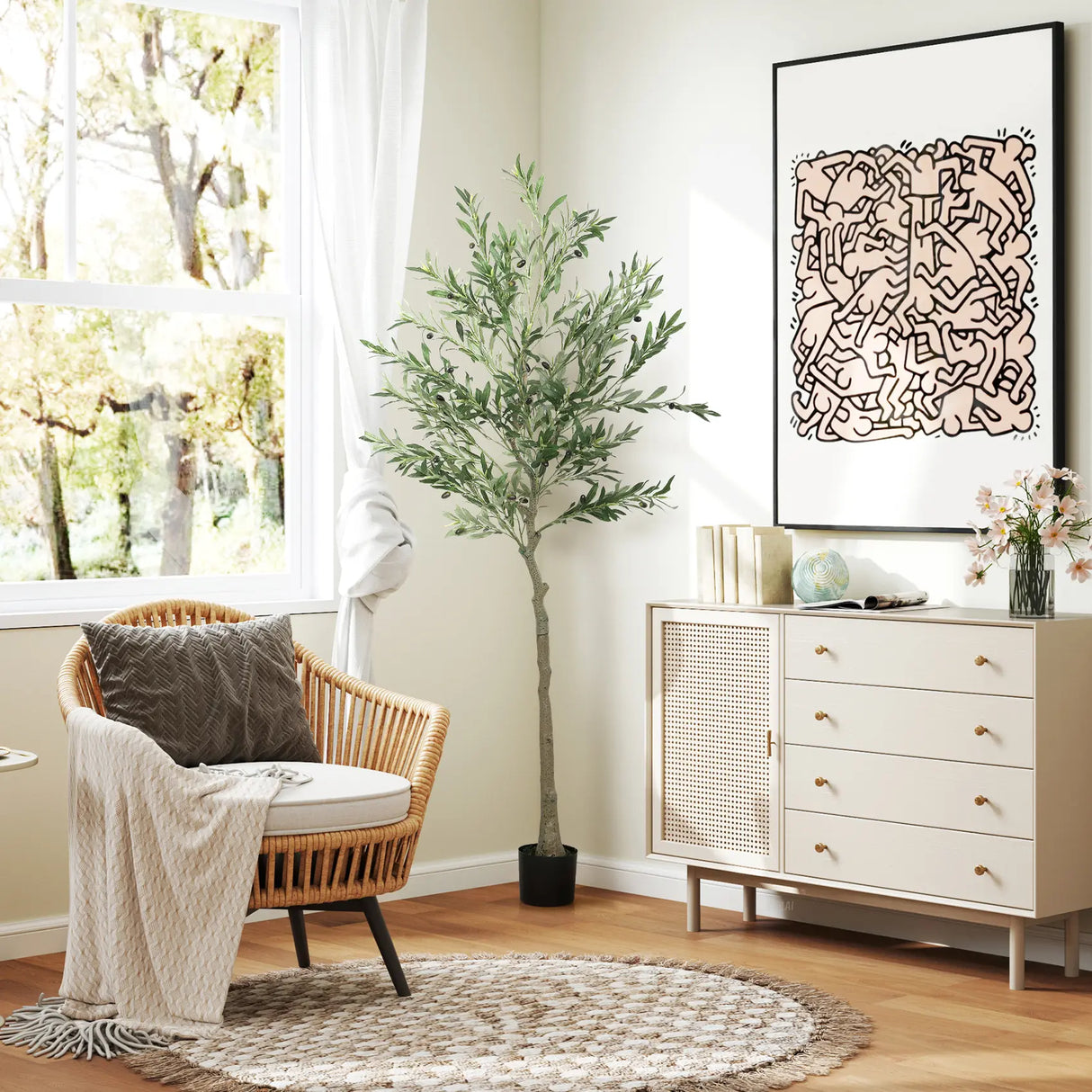 HOMCOM Silk Leaf Artificial Olive Trees