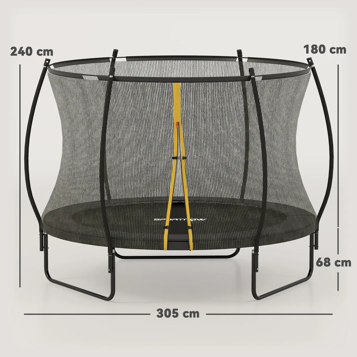 SPORTNOW 10ft Outdoor Trampoline with Enclosure Net, Spring Cover, Black
