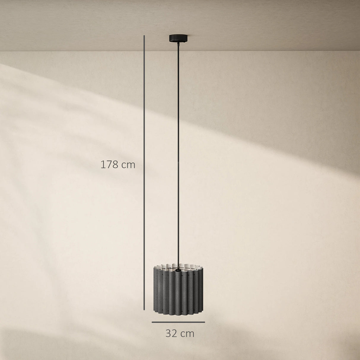 HOMCOM Linen Pendant Light, Bedside Ceiling Lamps with E27 Bulb, Modern Hanging Lights for Living Room, Bedroom, Kitchen, Hallway, Black